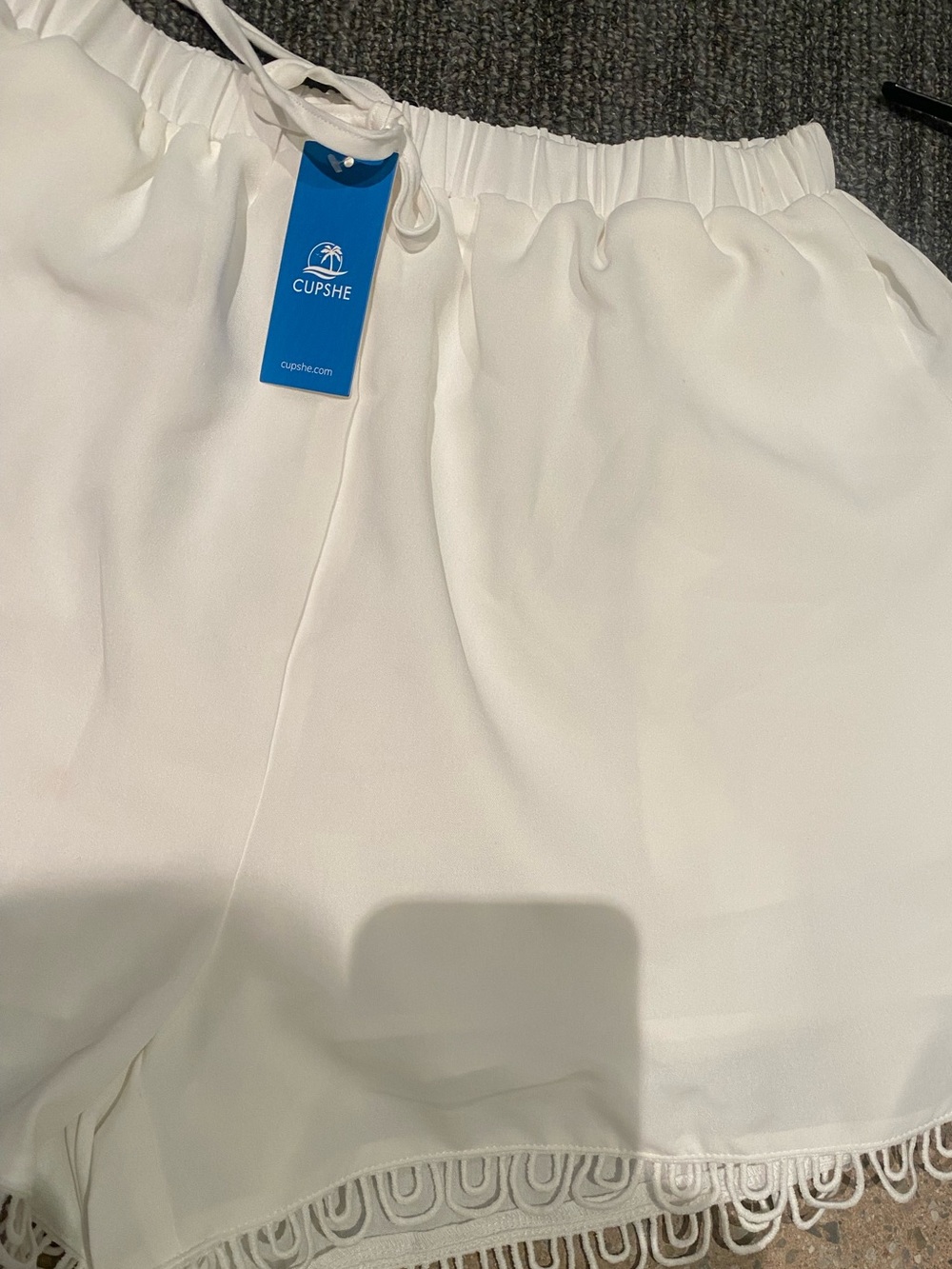 Cupshe White Lace-Trim Elastic Waist Summer Shorts